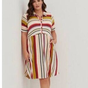 Torrid Womens Striped Super Soft Knit Button-Front Dress With Pockets Size 4 Ray